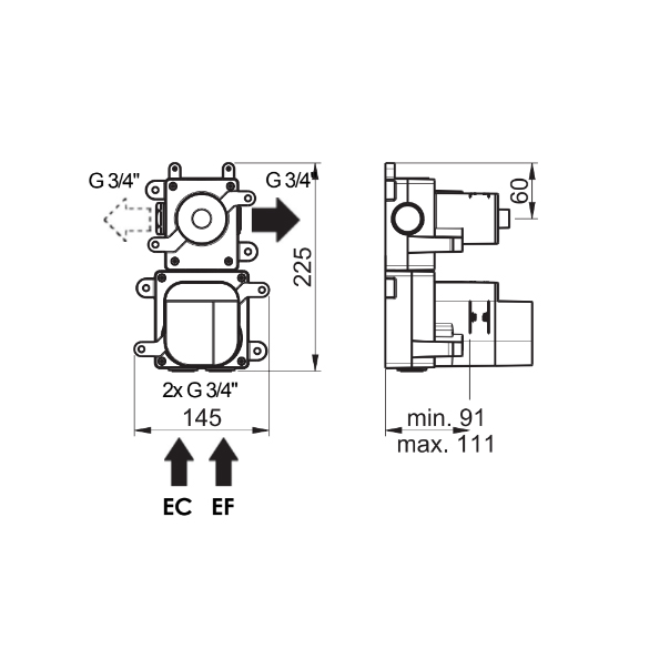 (image) Box mitigeur thermostatique encastré 1 voie