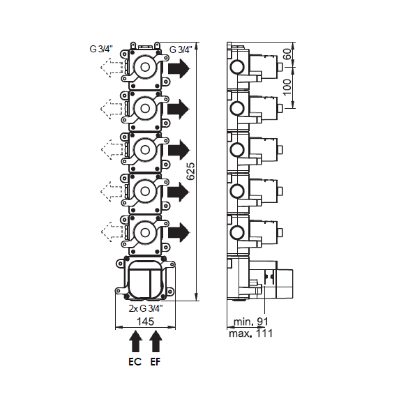 (image) Box mitigeur thermostatique encastré 5 voies 81597