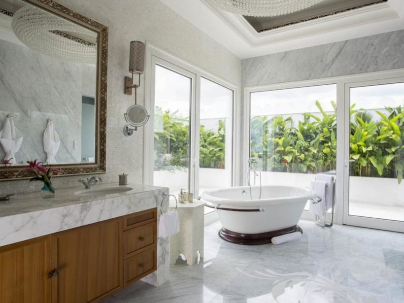 (image) salle de bain du Park Hyatt de Zanzibar équipées en robinetteries Horus